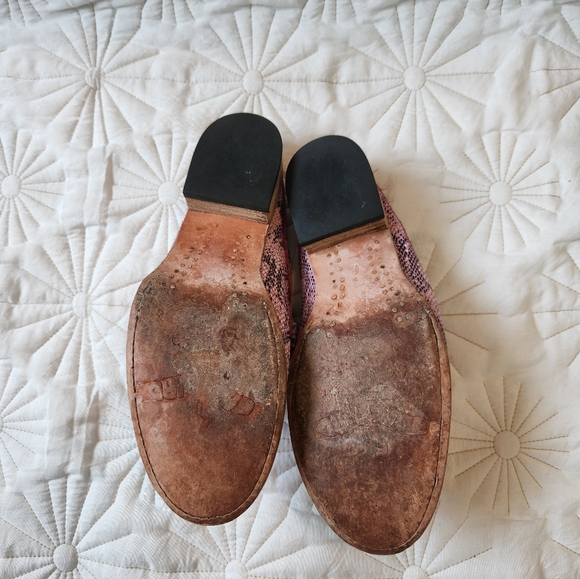 Freebird By Steven Monalisa Pink Snakeskin Leather Loafers Mules Slides Shoes 7 - Picture 6 of 7
